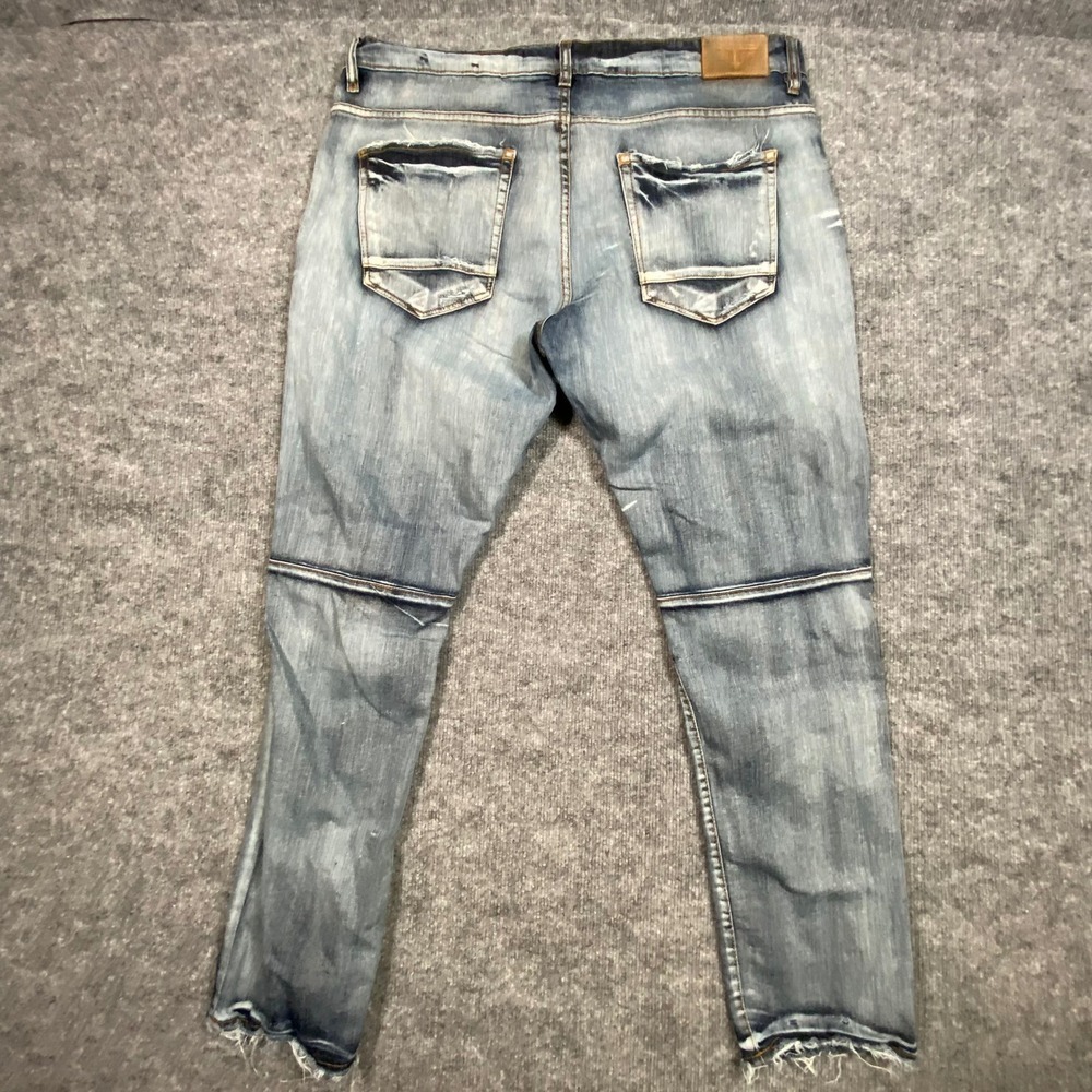 Jordan Craig Aaron Legacy Edition Distressed Moto Slim Jeans Light Wash 38x32
